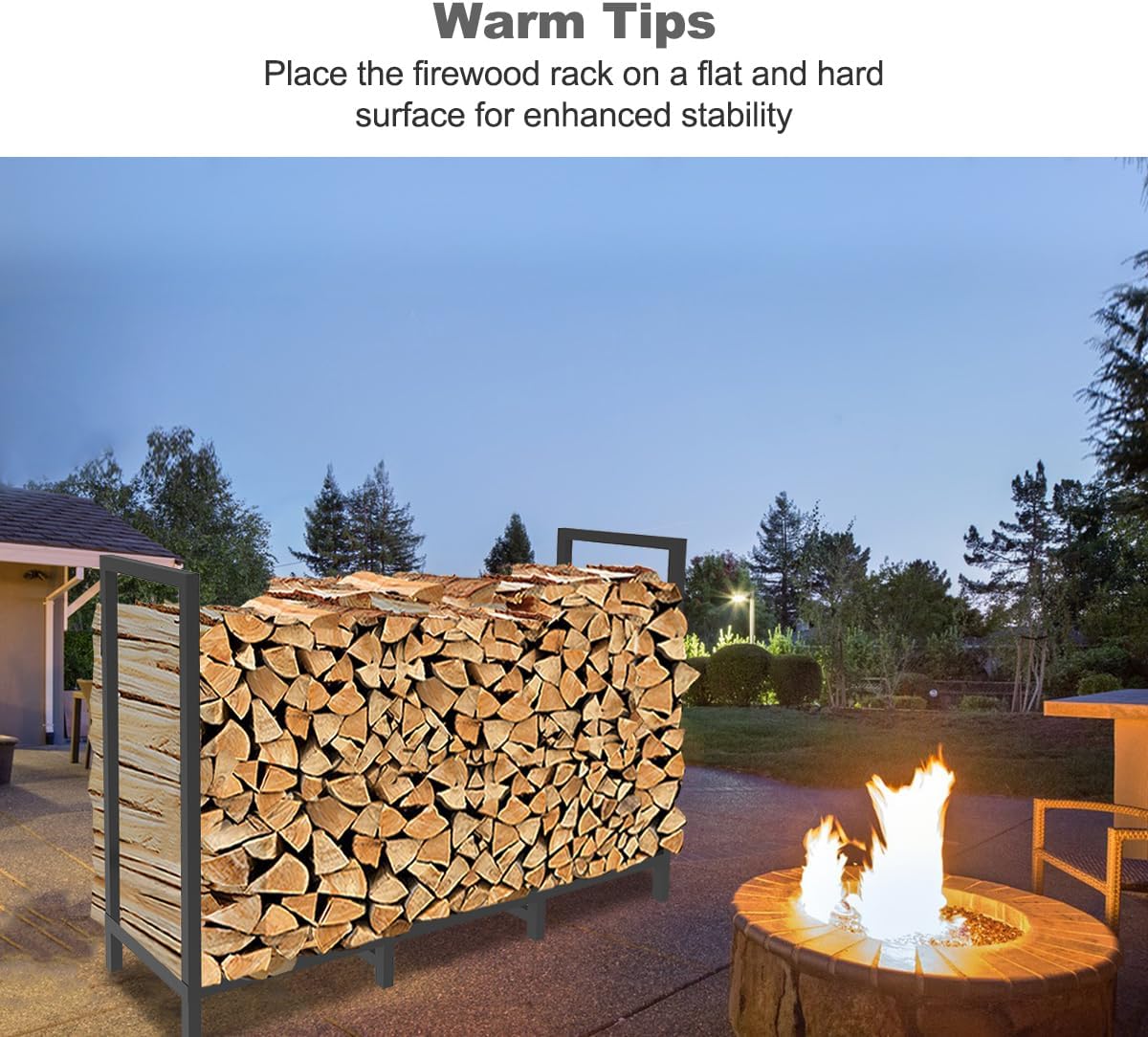 4ft outdoor firewood rack log holder for fire, package contents