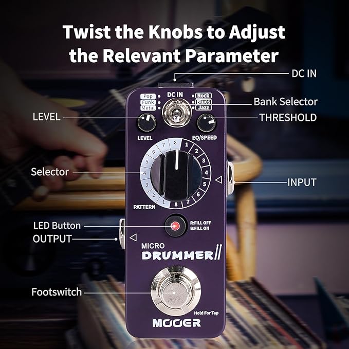 MOOER Micro Drummer II Guitar Drummer Pedal Drum Machine Effect