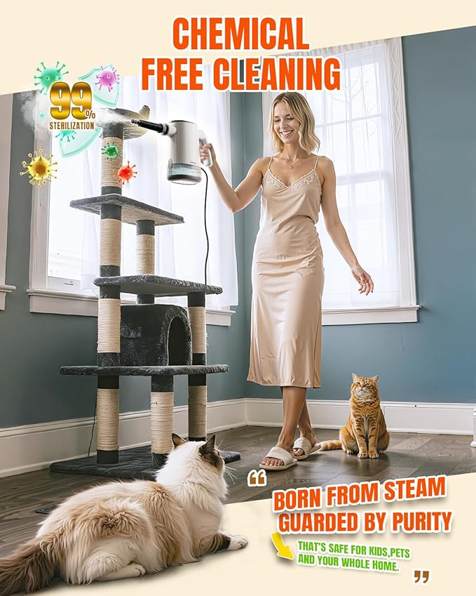 TEEVOGO Pressurized Steam Cleaner, 15s Instant Heat Handheld Steam Cleaner