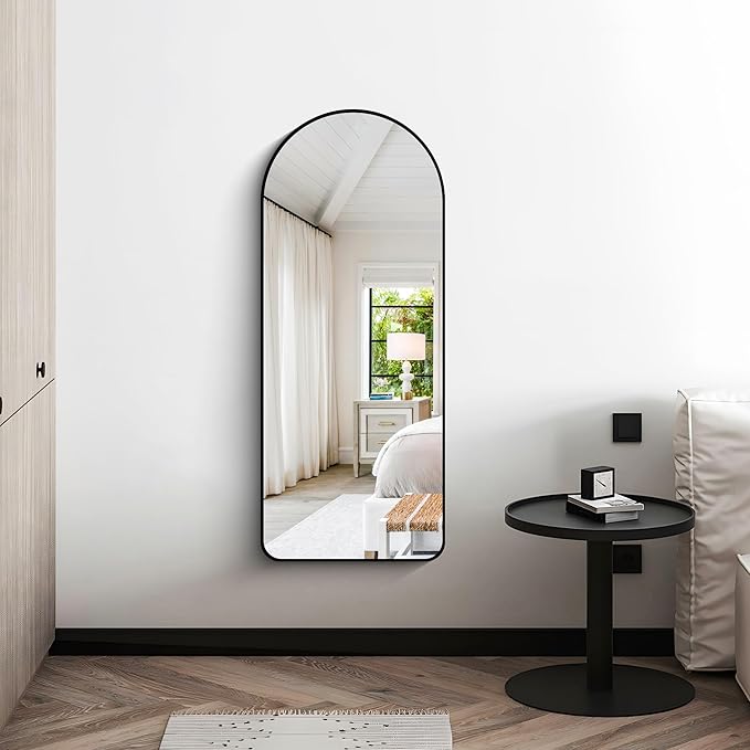 Arched Bathroom Mirror, Wall Mounted Mirror, Vanity Wall Mirror w/Metal Frame