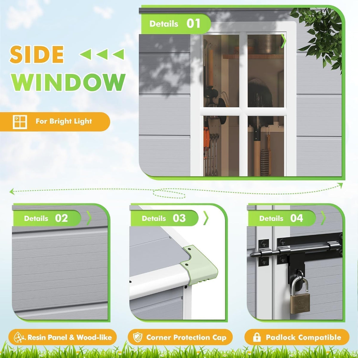 devoko 6 x 4 ft resin outdoor storage, side view