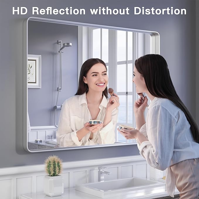ISKM 30" x 30" Silver Framed Mirror