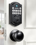 Keyless Entry Door Lock Deadbolt with Handle Set, Front Door Lock Set Keyless Entry, Digital Door Lock with Keypad Set & Fingerprint, Matte Black – Keypad Deadbolt and Door Knob Set