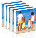Meetu Acrylic 4x4 Picture Frame Clear Two Sided Desk Photo Frame Magnetic Frame (5 Pack)