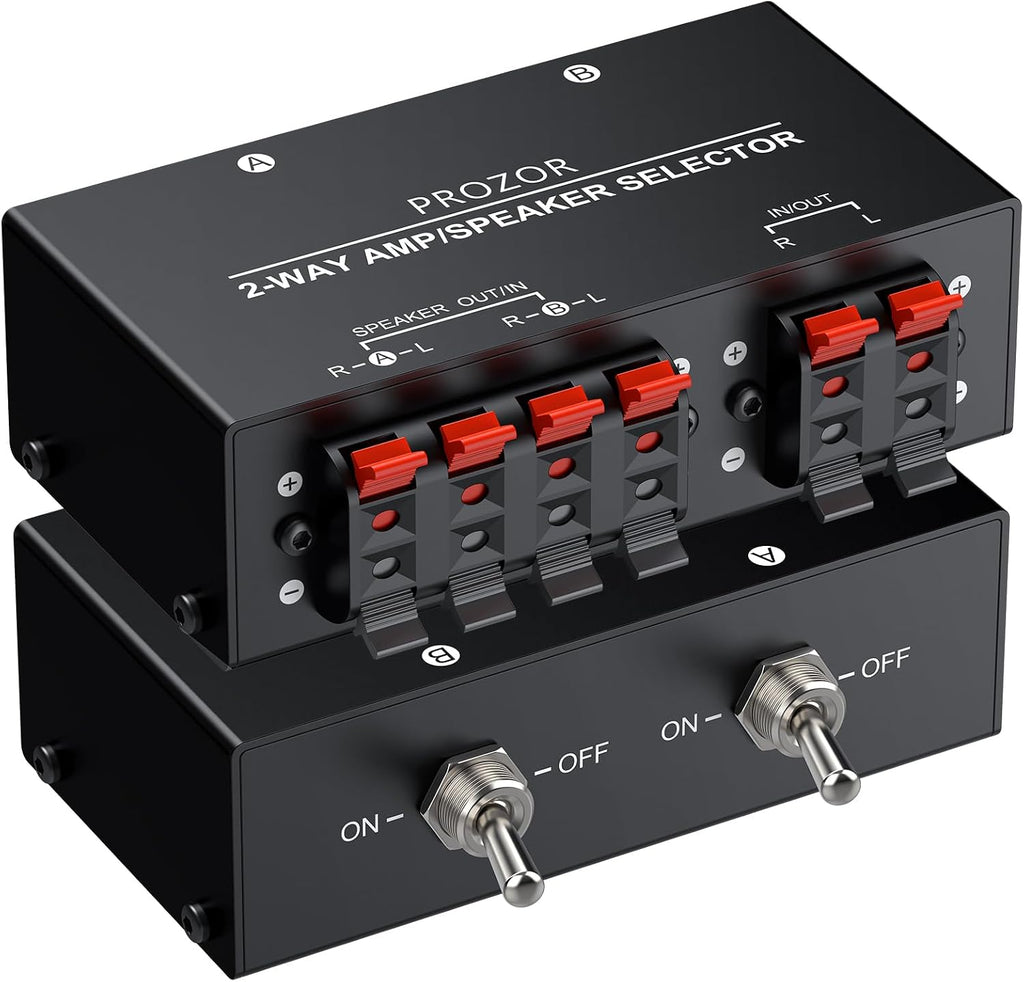 PROZOR 2-Zone Speaker Switch Box, 2-Way Amp/Speaker Selector