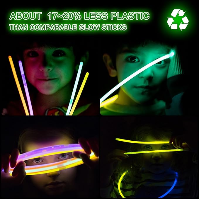 Ultra Bright Halloween Glow Sticks - 500PRO Party Pack with Connectors for Christmas, Neon Birthday and Holidays - Multicolor 8" Glow Sticks Necklaces Bulk