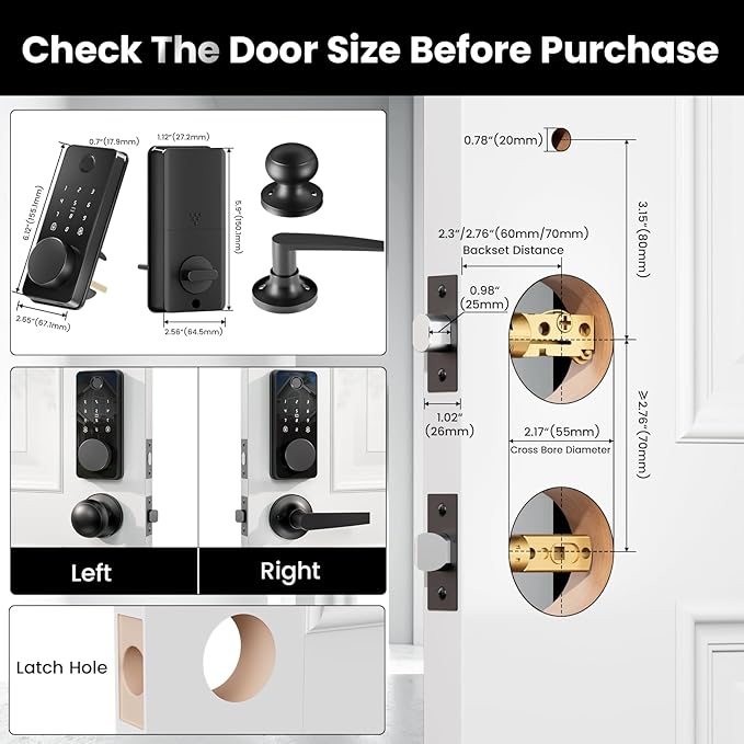 Keyless Entry Door Lock with 2 Knobs, Biquole Fingerprint Keypad Deadbolt