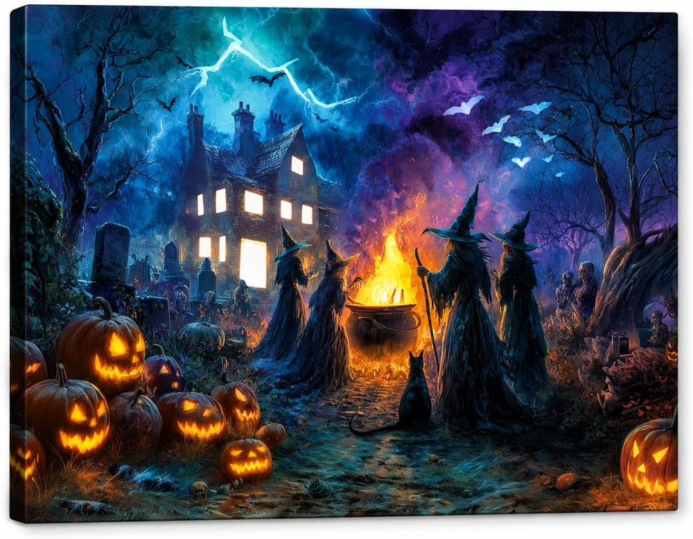 Artiluxy Halloween LED Wall Art, 20x16 Inch, Lighted Canvas, Haunted House