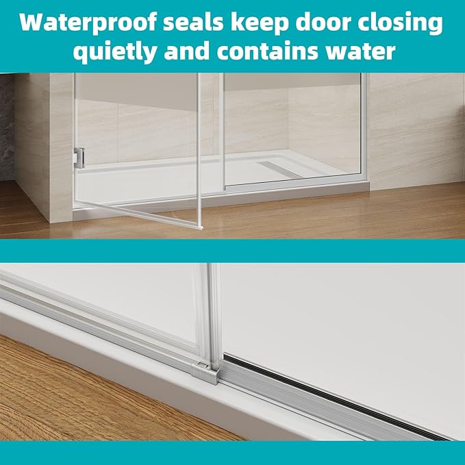 Pivot Swing Shower Door, Adjustable Width 58.9-60" W x 74" H Semi-Frameless