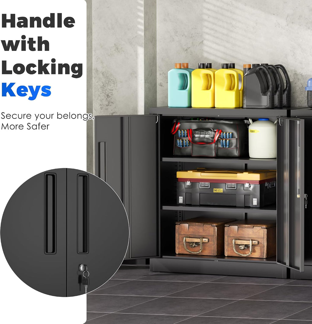 intergreat metal garage storage cabinet, 36" lockable storage, side view