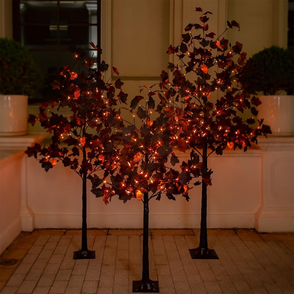TYBEEU Halloween Decor Set – 4ft, 5ft & 6ft Black Maple Trees
