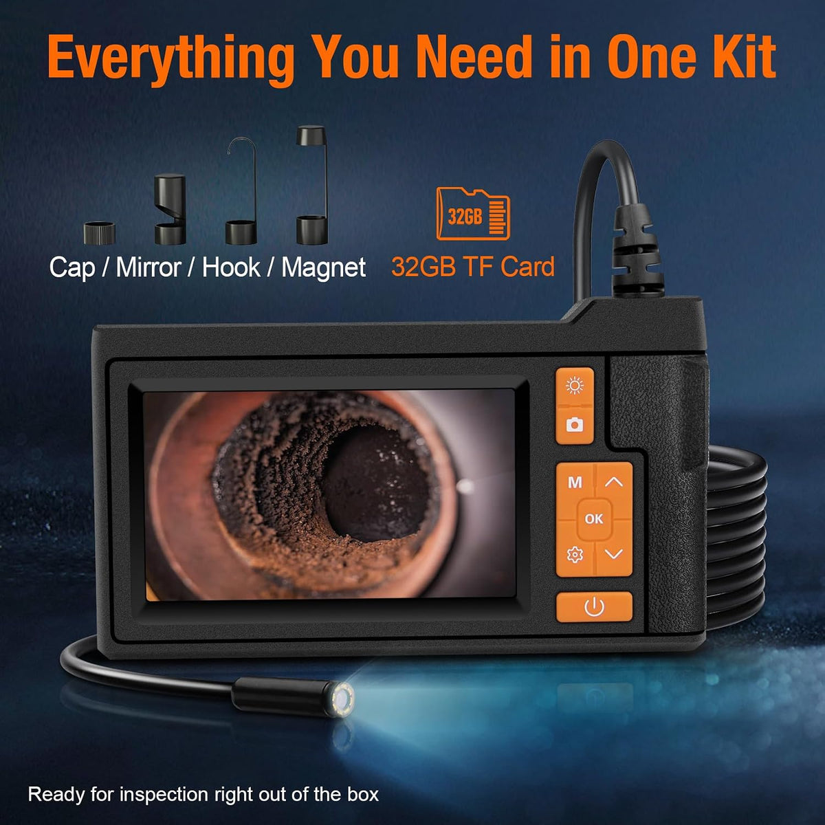 borescope camera with light, 4.3" ips screen endoscope, view 9