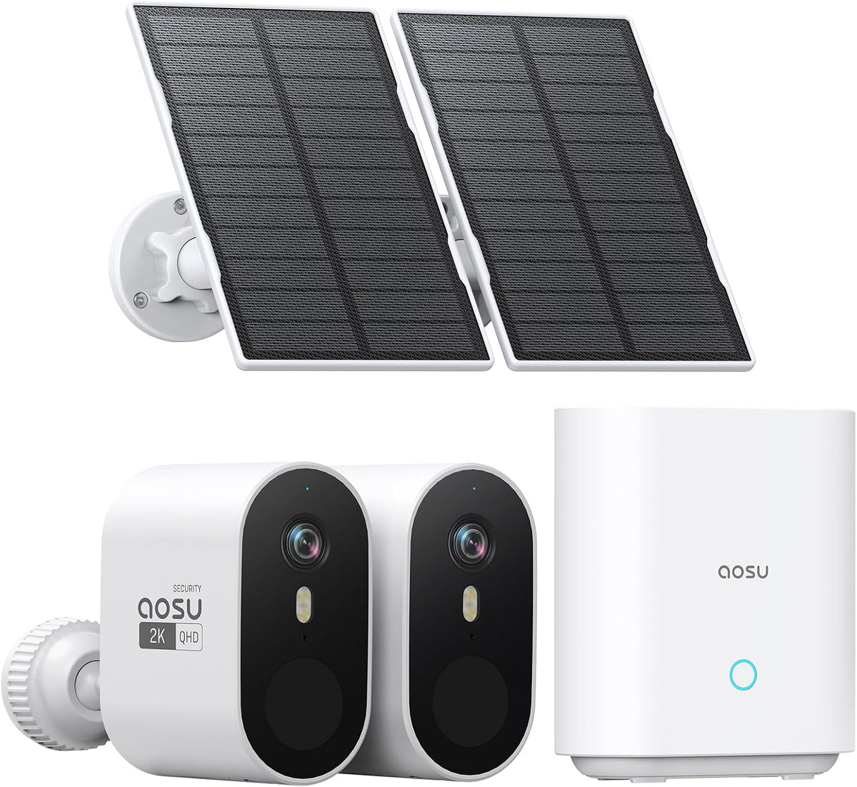 aosu 2K QHD Solar Security Cameras Wireless Outdoor System, 2-Cam-Kit