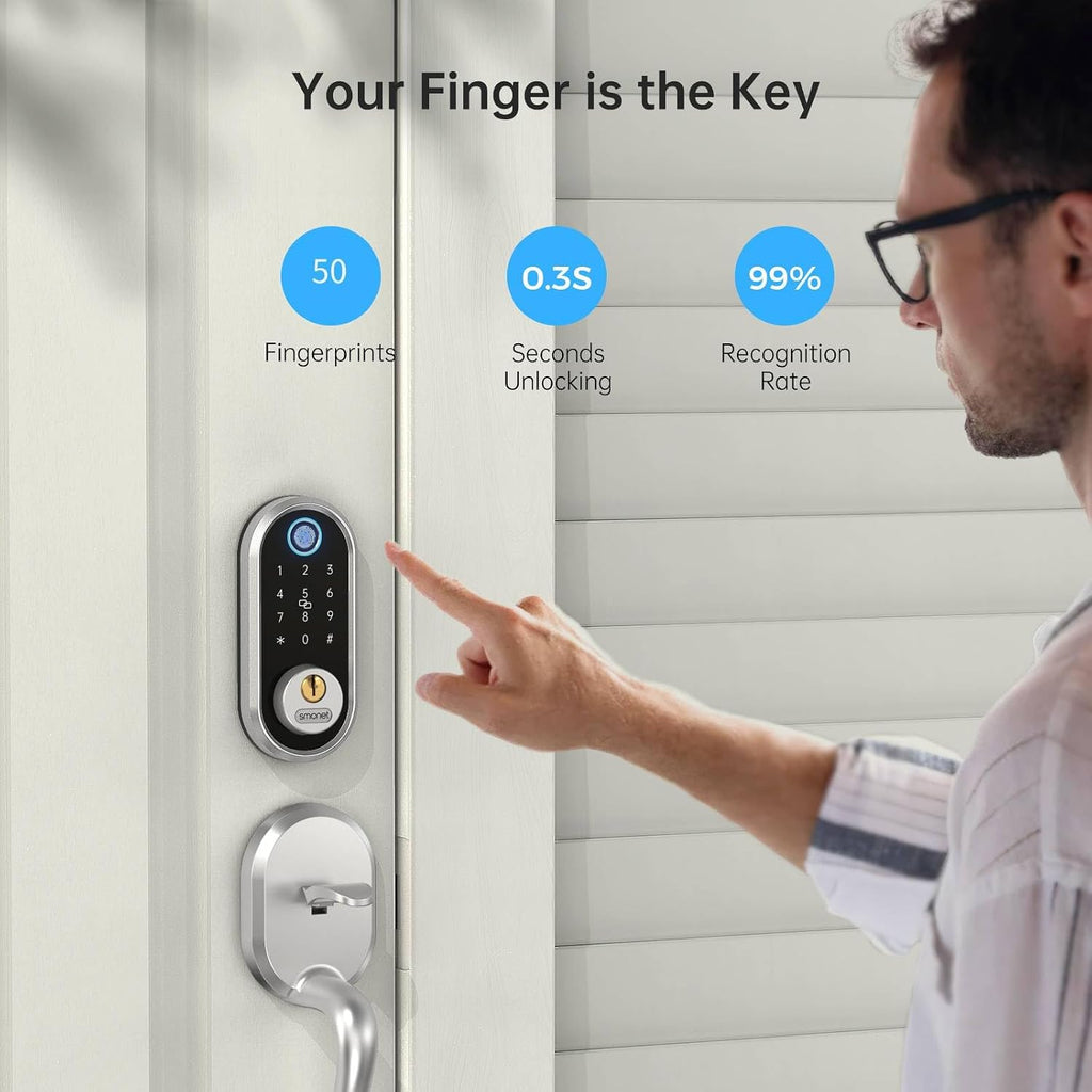SMONET Smart Deadbolt Fingerprint Electronic Door Lock with Digital Keypad