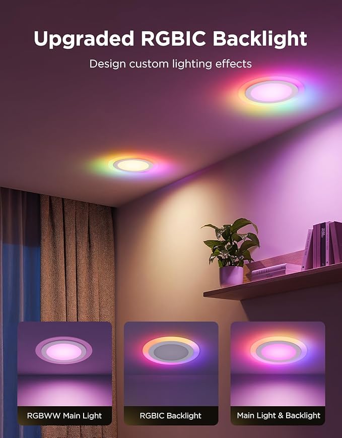 Govee Smart Recessed Lighting 6 Inch, Matter RGBIC LED Recessed Light Work (4 Pack)