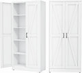 Ckzbx White Metal Cabinets with Doors and Shelves, 71" H Storage Cabinet Pantry Cabinet Garage Cabinets for Kitchen, Living Room, Dinning Room