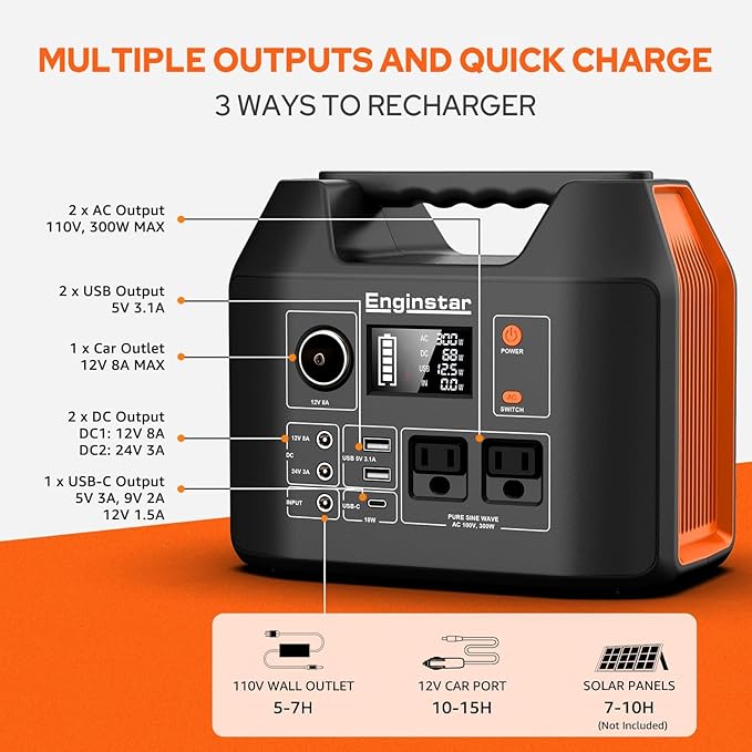 EnginStar Portable Power Station 300W 296Wh Battery Bank