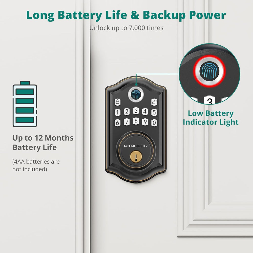 akagear ds10 keyless entry door lock with fingerprint showing dimensions