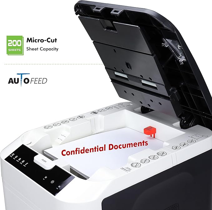 Aurora Commercial Grade 200-Sheet Auto Feed High Security Micro-Cut Paper
