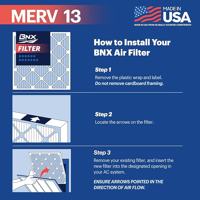 BNX TruFilter 14x20x1 Air Filter MERV 13 (4 Pack)