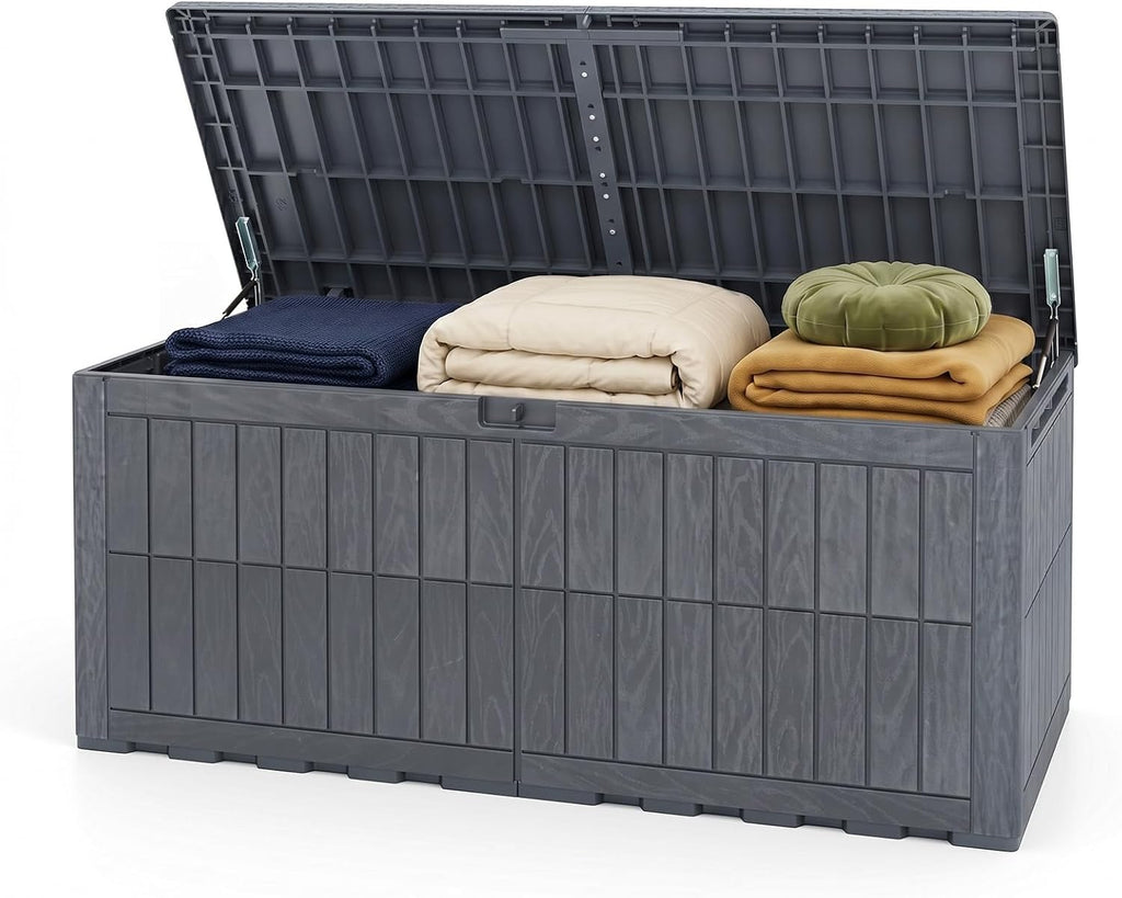 Tangkula 180 Gallon Outdoor Storage Box with Lockable Lid