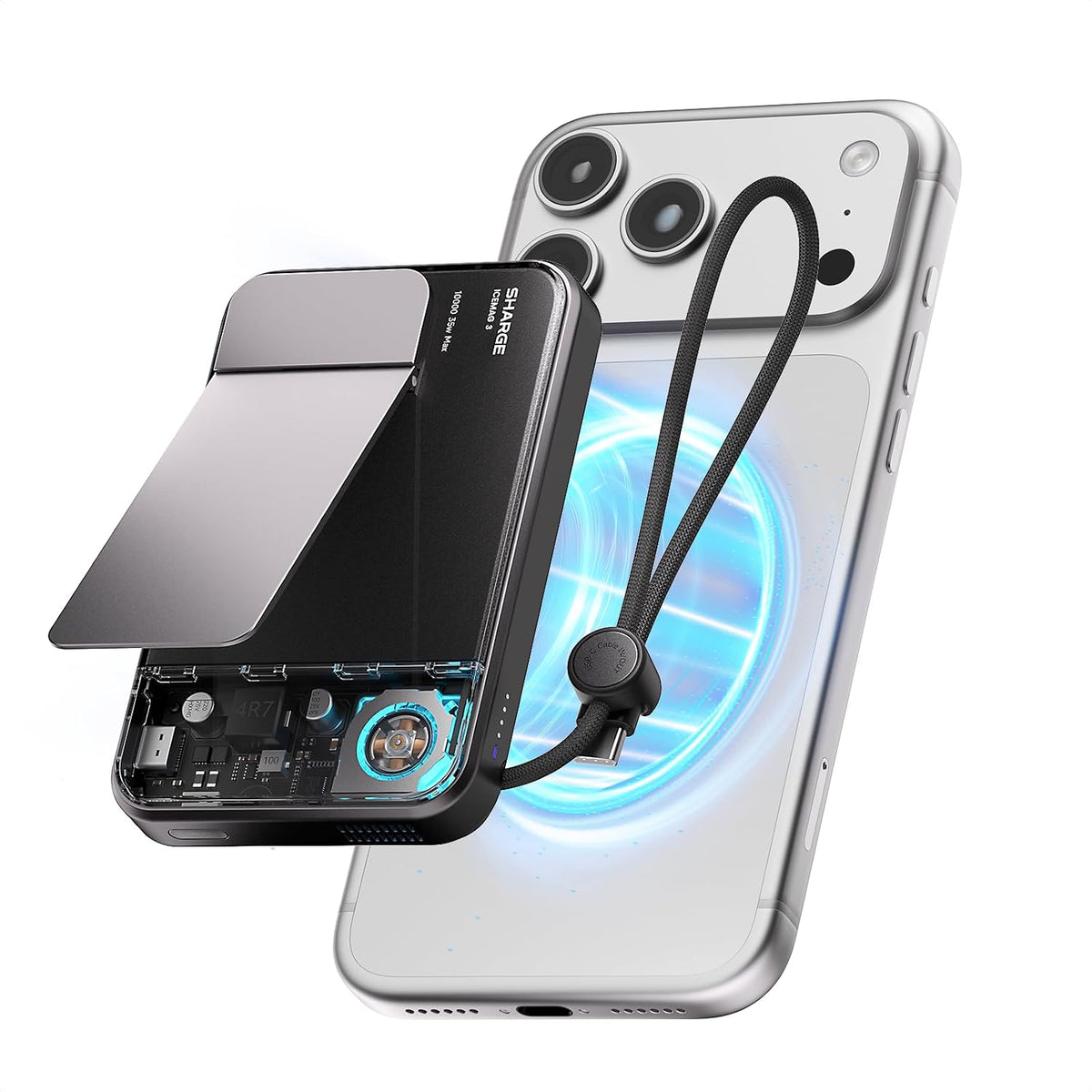 sharge ICEMAG 3 MagSafe Portable Charger, Qi2 25W Magnetic Power Bank 10000mAh
