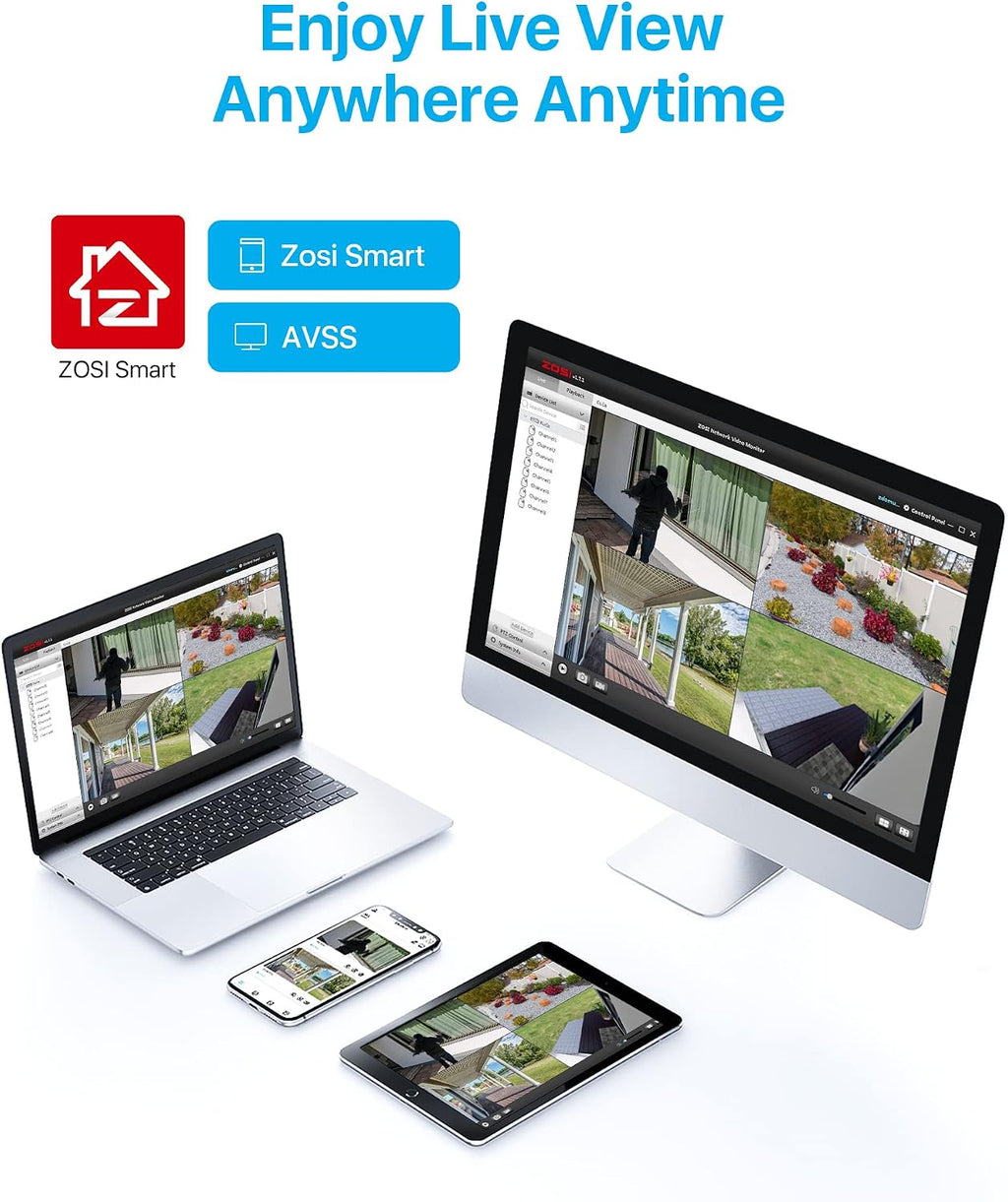zosi 5mp 3k add-on poe camera, 4 pack on a desk or shelf