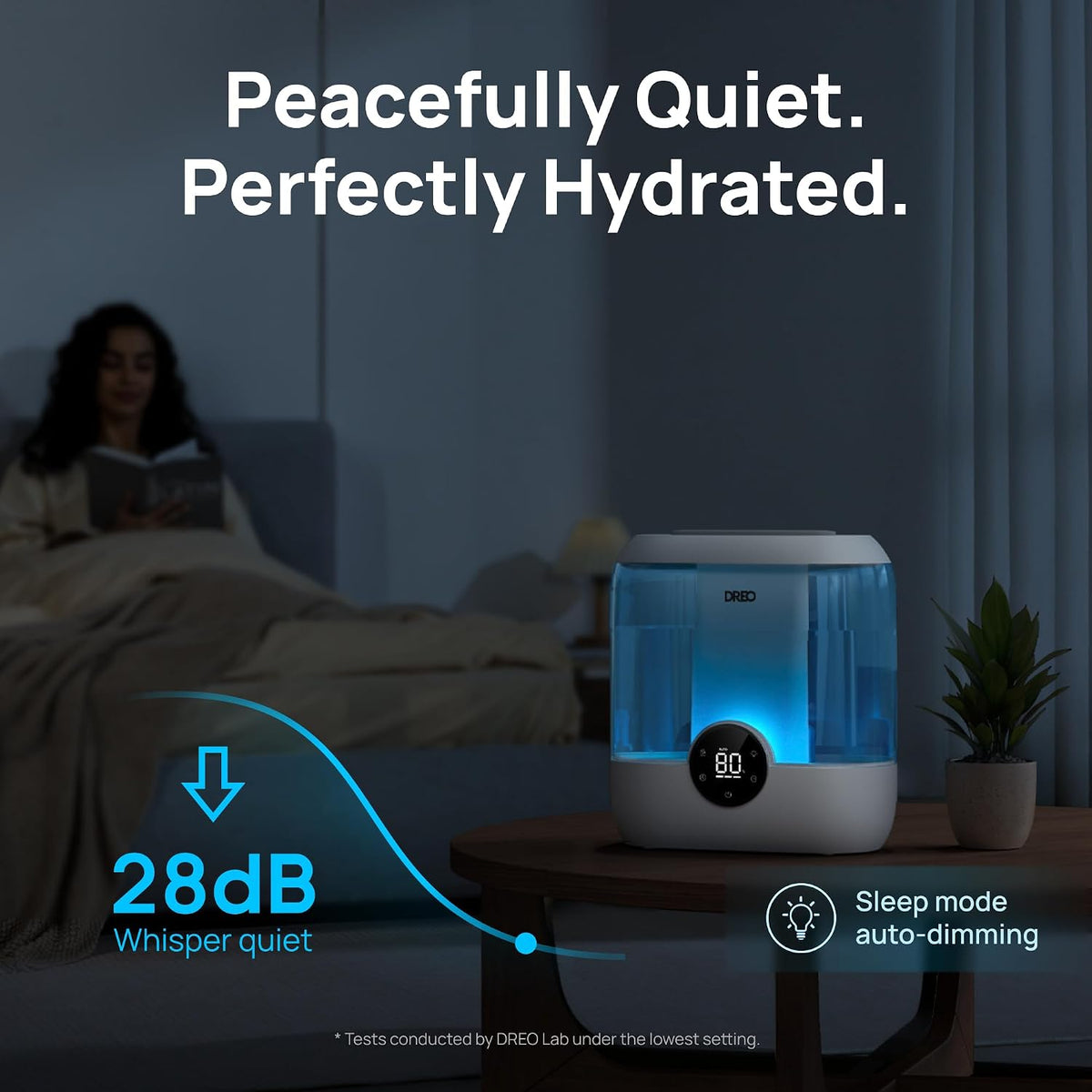 dreo 6l top fill humidifiers for bedroom, 60h, side view