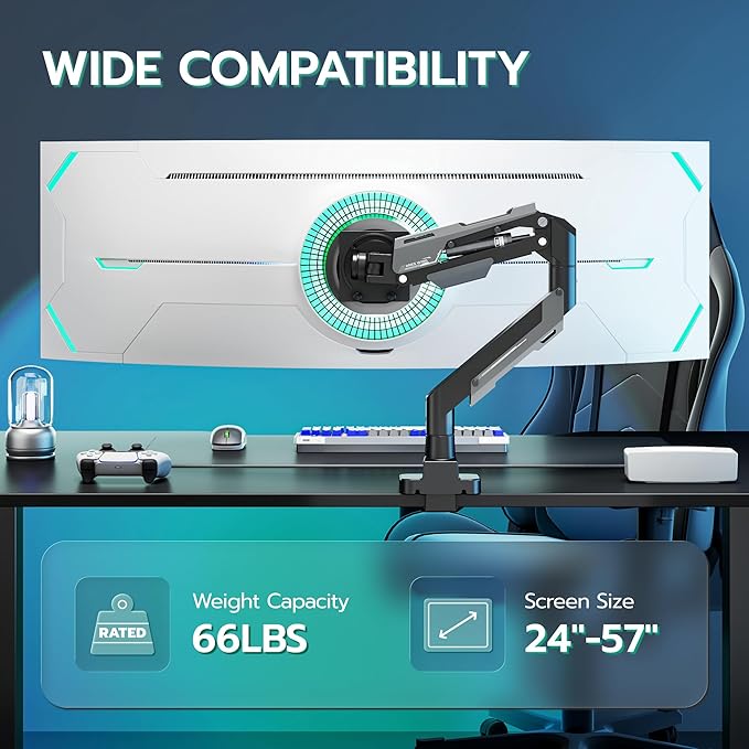 ARES WING Heavy Duty Single Monitor Arm