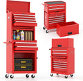 ARNOT 2-in-1 Rolling Tool Chest with 5 Drawers, Heavy-Duty Metal Tool Box with Wheels, Detachable Top Tool Box & Rolling Tool Cabinet for Garage, DIY (6-Drawers Whith Middle Box, Red)