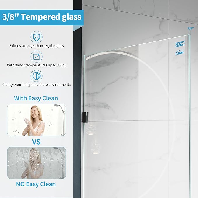 Shower Glass Panel, Frameless Walk in Shower Door