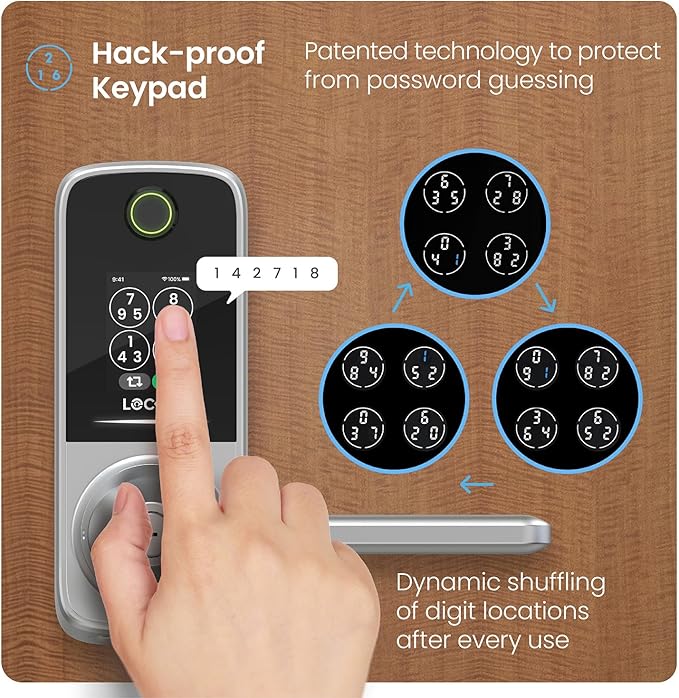 Lockly Smart Lock Secure Pro, Fingerprint Door Lock, Keyless Entry, Built-in
