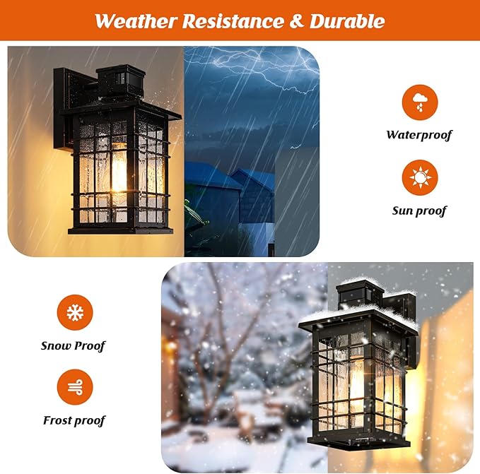 Motion Sensor Outdoor Light Fixture Wall Mount, Dusk to Dawn Oil-Rubbed Bronze