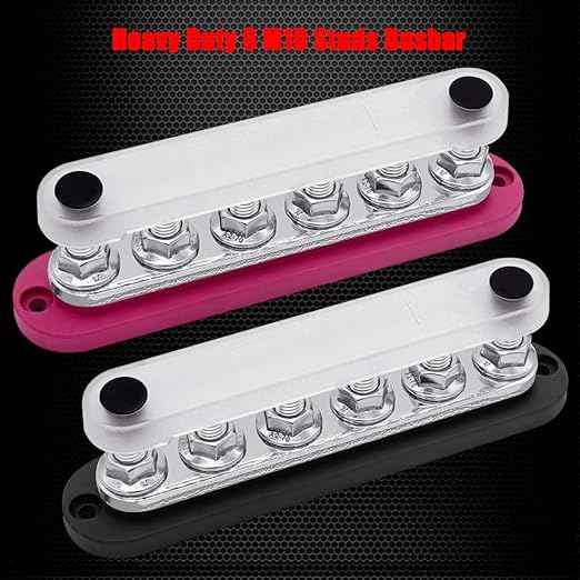 6 x M10 Studs Power Distribution Block Bus Bar 12V, Ampper 7" HD 300A Marine