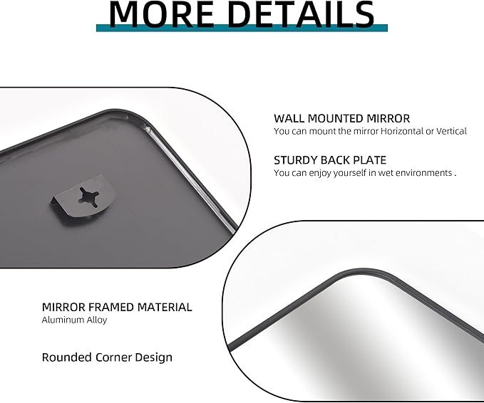 36" x 36"Bathroom Mirror, Matte Black Wall Mirror