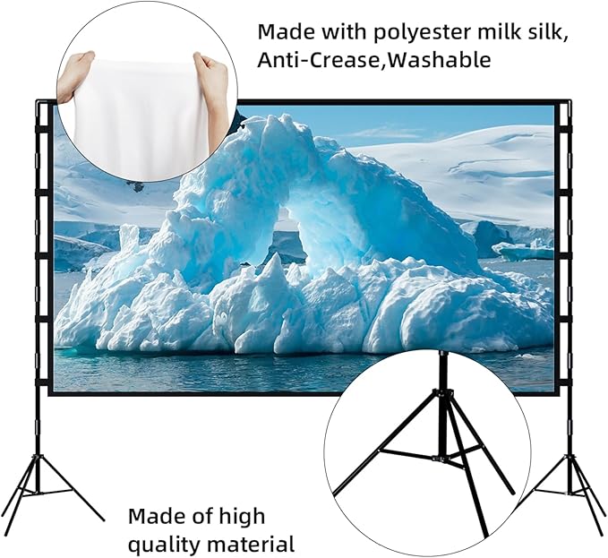 TOWOND Projector Screen with Stand, 100 inch Outdoor Projector Screen Portable