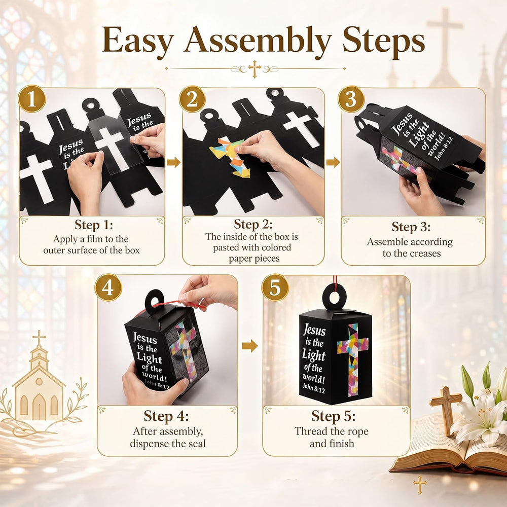 40 Sets Vbs 2026 Christian Cross Crafts Bulk Illumination Themed Paper Lanter...