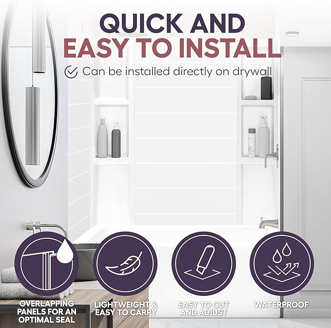 White Acrylic Tub Wall Surround 32"x 60"x 58"