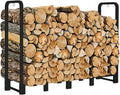Firewood Rack Stand 6ft Heavy Duty Logs Carrier Holder for Outdoor Indoor Fireplace, Matte Black