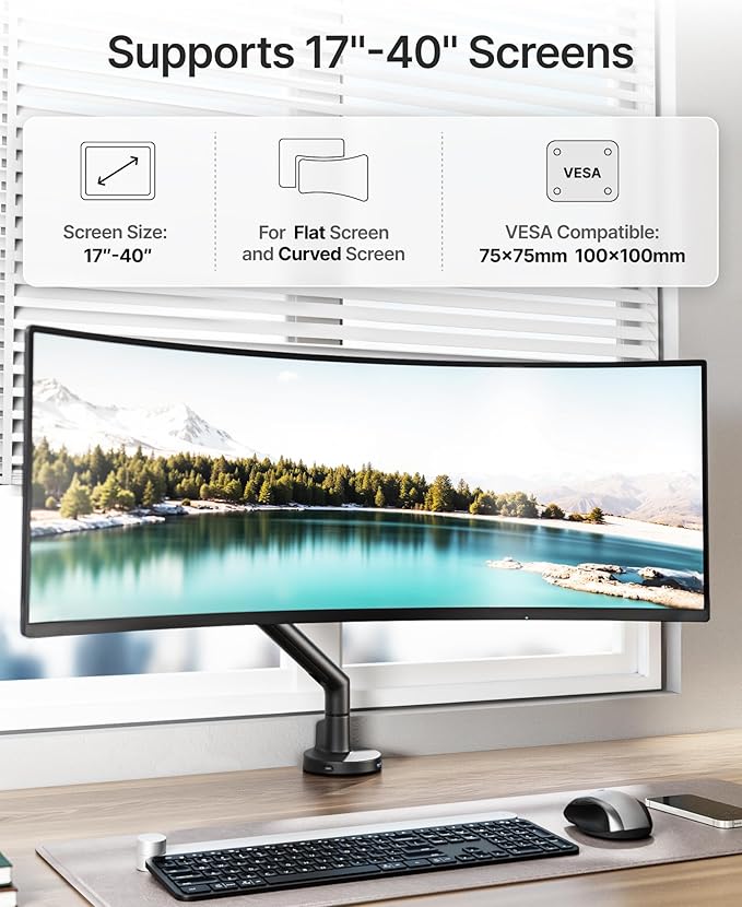 monTEK Single Monitor Arm with USB