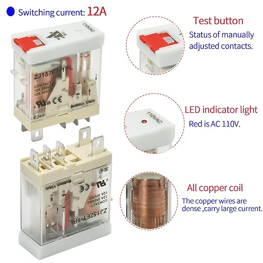 6Pcs 12 Amp Power Relay Switch Electromagnetic