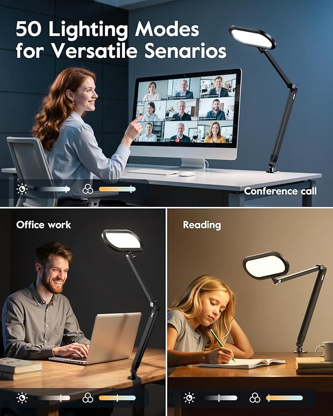 LED Desk Lamp for Home Office, Eye-Care Double-Sided Desk Light