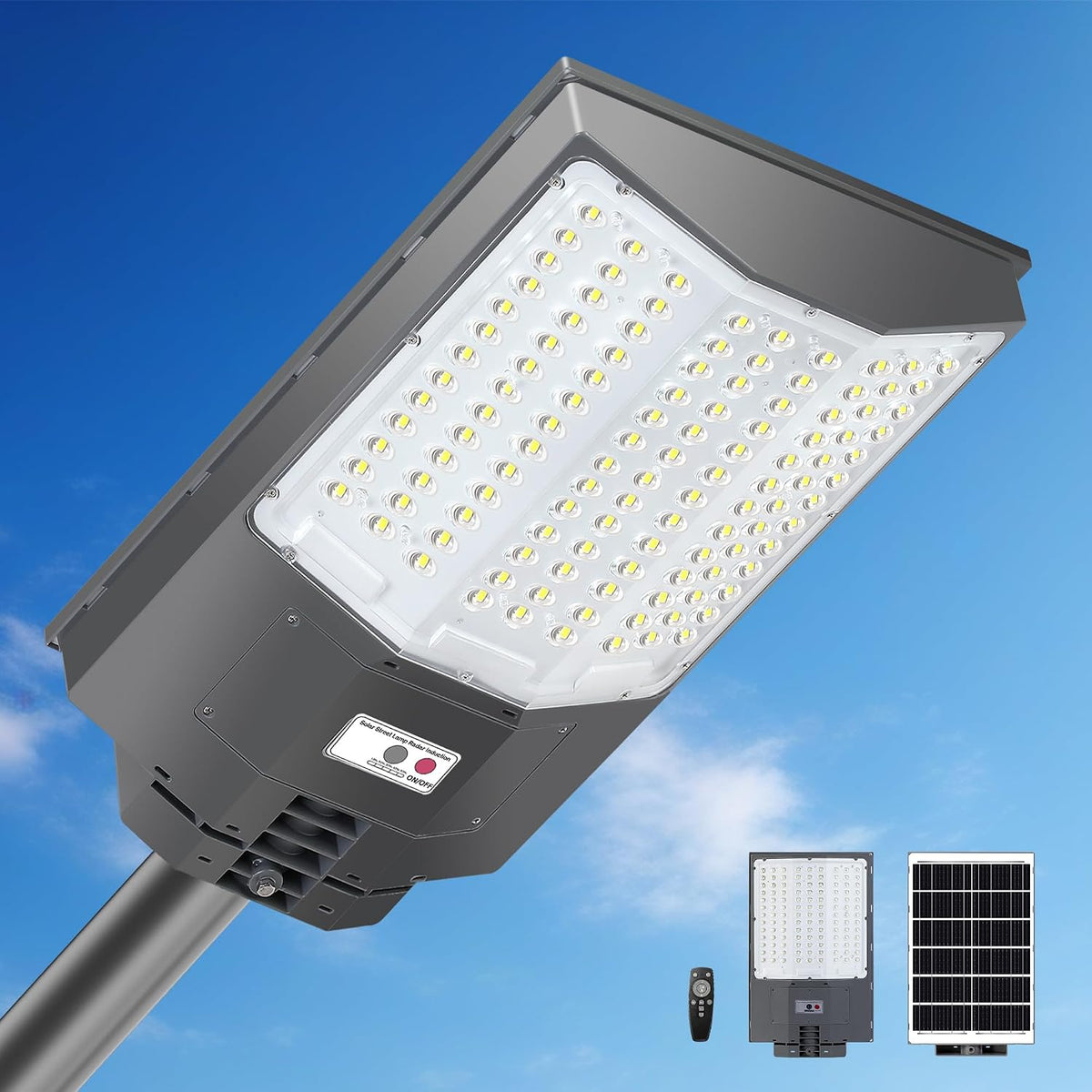 8500W Solar Street Lights Outdoor, 550000LM 7000K Solar Parking Lot Lights Dusk