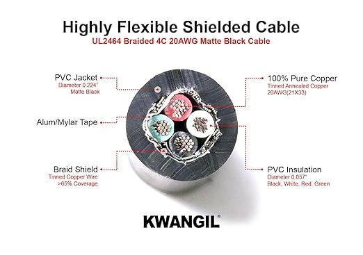 KWANGIL 4C 20AWG AMSB Shielded Cable Wire