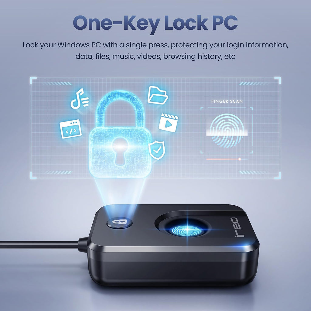 ineo usb fingerprint reader for windows 10/11, windows, front angle view
