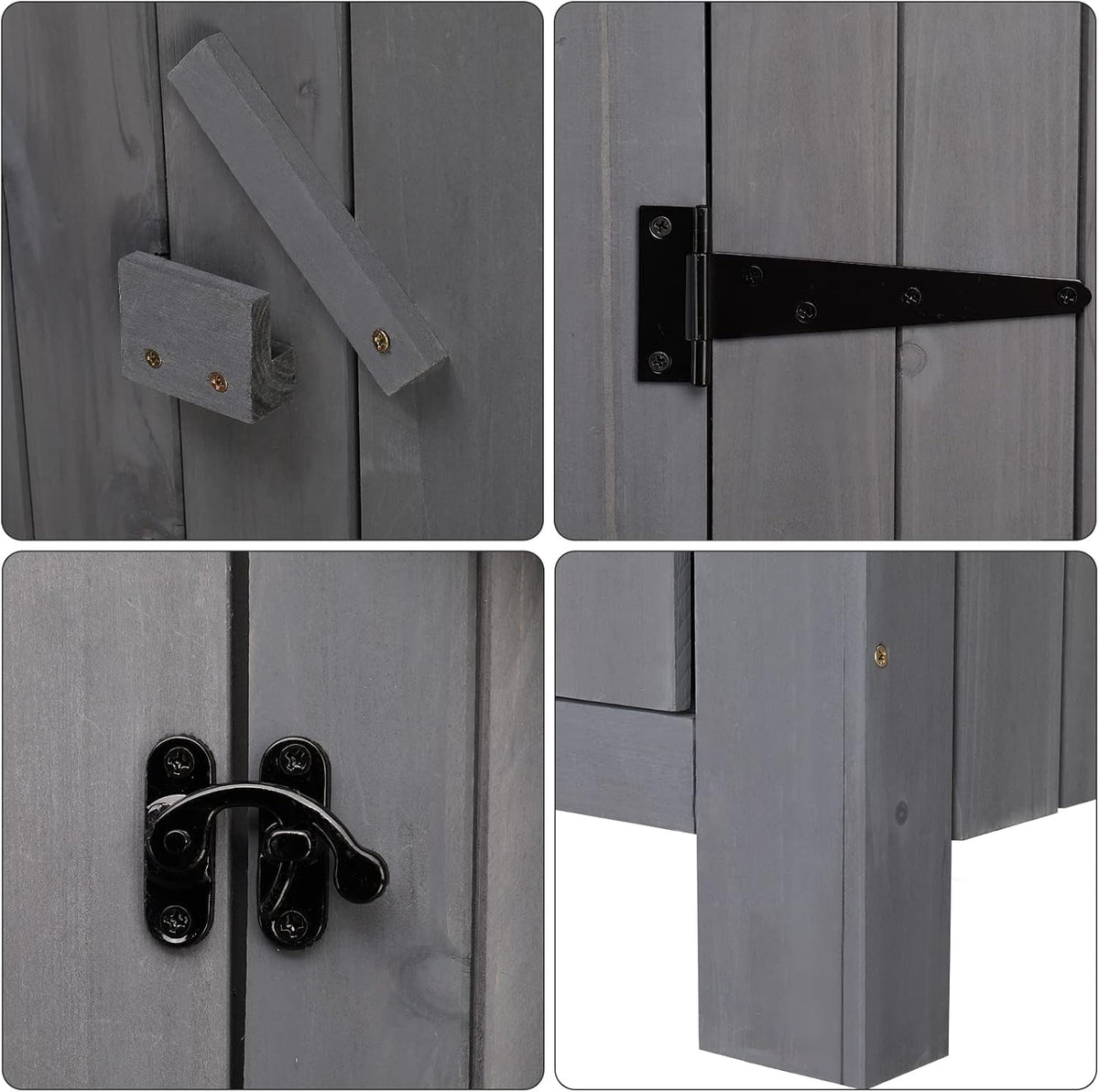 outvita outdoor storage shed, 70 inch, grey, close-up detail