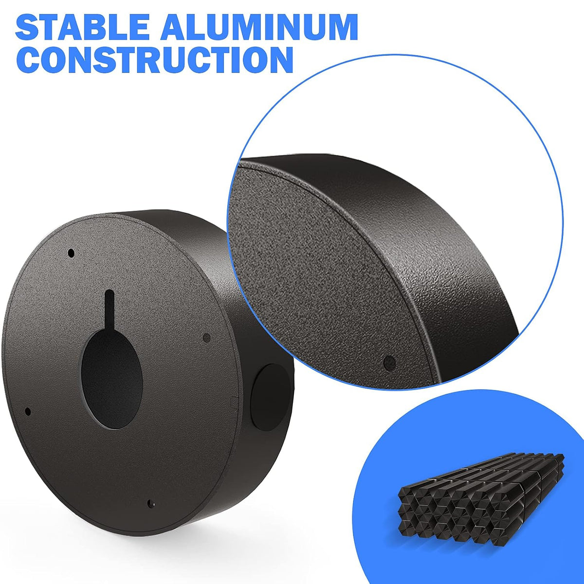 ens custom drilling junction box for security cameras, side view