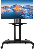 GCCSJ Rolling TV Stand with Adjustable Shelf，Portable TV Stand on Wheels