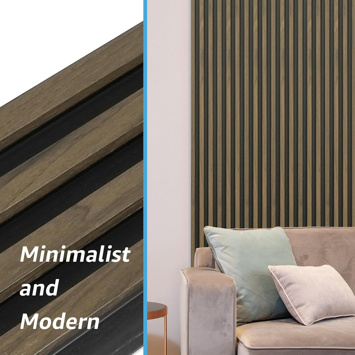Art3d 96 x 6 Inch 3D Fluted Wood Textured Slat Wall Panel, 8-Pack, Ebony
