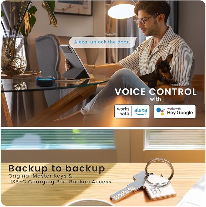Lockly Smart Lock Secure Pro, Fingerprint Door Lock, Keyless Entry, Built-in